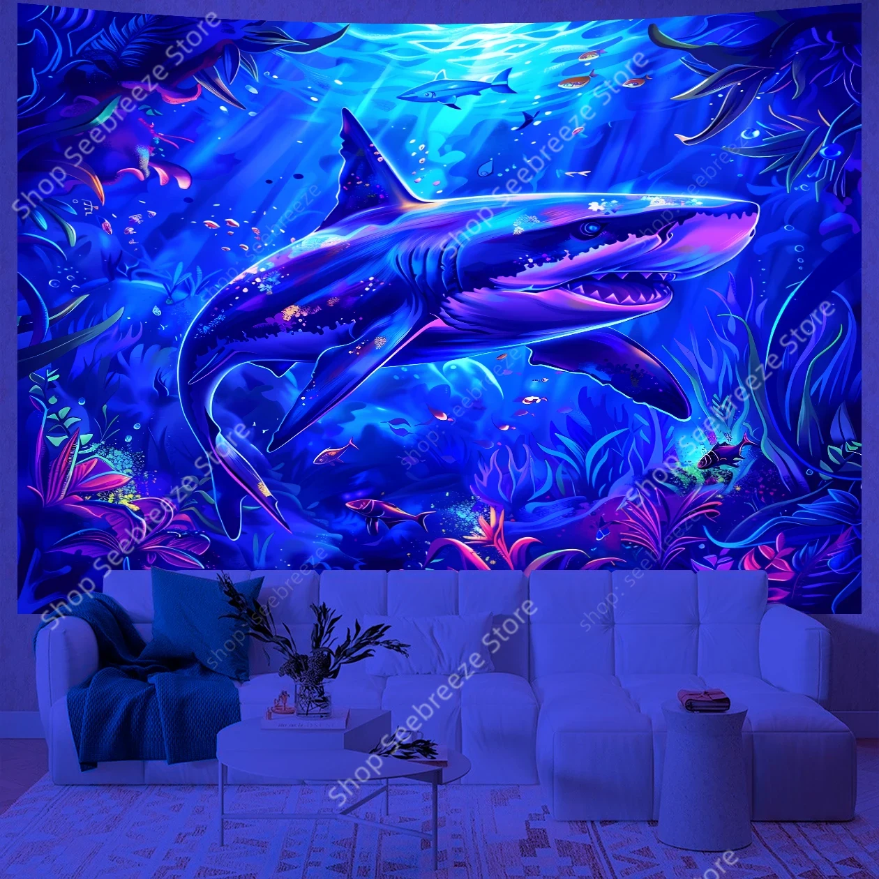 Washer Toss Set - Animal Tapestry Psychedelic Shark UV Reactive