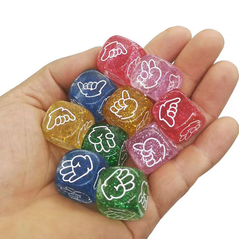 10PCS Glitter Dice 6 Sided 20M - огляд і ціна Party Games Juegos De Mesa